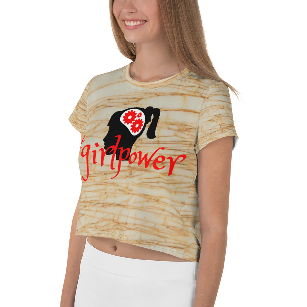 Army Green #girlpower Cropped Tees. Girls' Hashtag Art Crop Top. WickedYo.